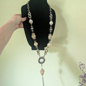 Elegant Silver and Cream Necklace